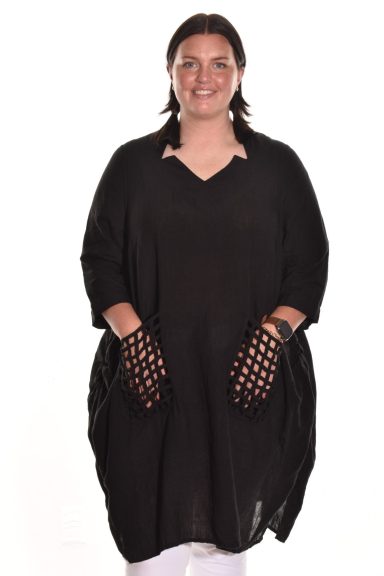 Cheyenne. Notch Neck Tunic. In Linen.