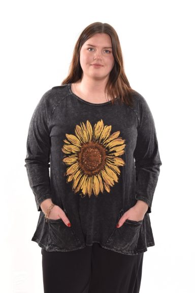 Jess & Jane. Sunshine . 100% Cotton Slub Patch Pockets Tunic Top.
