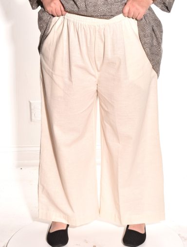 Lea. Wide Leg Pant In Cotton Slub.