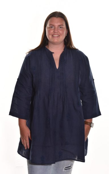 Lea. Embroidered Pintuck Tunic In Medium Weight Linen.