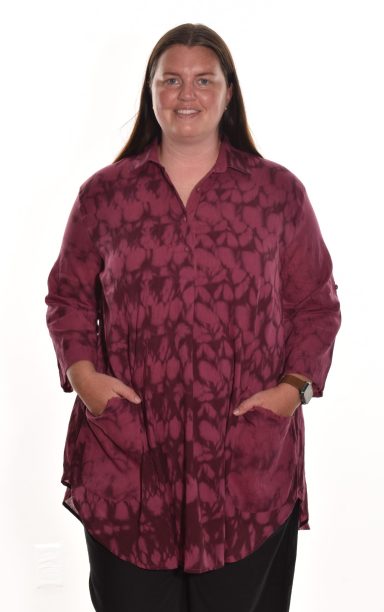 Lea. Double Pocket Tunic In Organic Cotton Mulmul With Pipe Tye Dye.