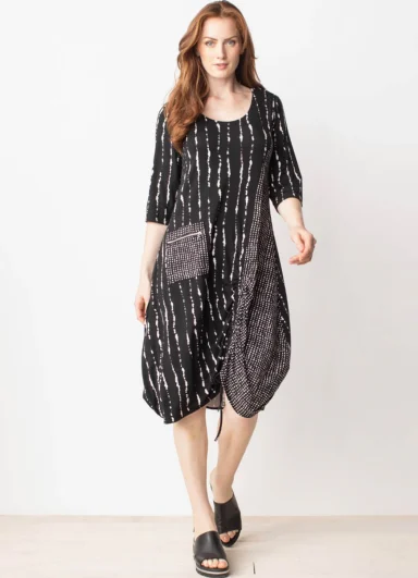 Liv By Habitat. Arthouse Knit Striped Ruched Dress.