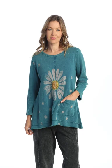 Jess & Jane. Happy Days, Mineral 100% Cotton Fleece Tunic.