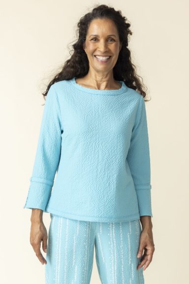 Habitat. Flutter Sleeve Pullover In Crinkle Crepe. #21343.