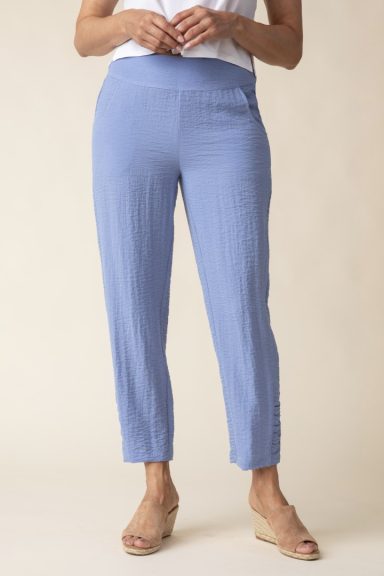 Habitat. Solid Ruched Ankle Pant In Express Travel. #30670.