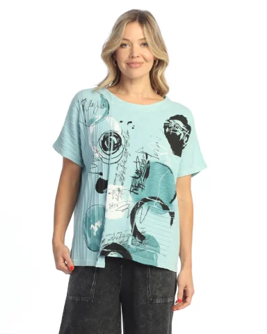 Jess & Jane. Tempo, Mineral Washed Cotton Short Sleeve Top. #M124-2100.