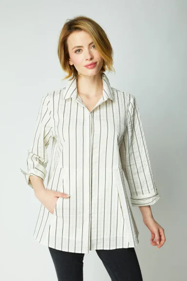 Habitat. Hidden Placket Shirt In East Sides Stripe. #15119.