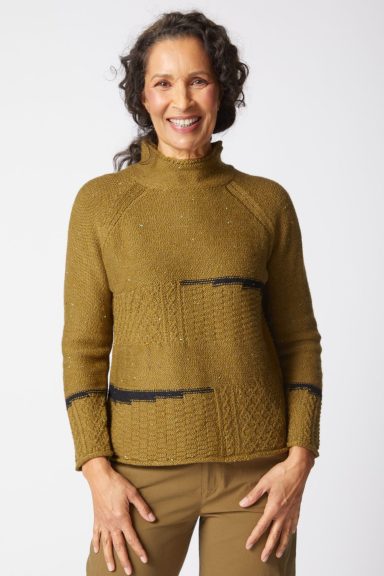 Habitat. Harvest Tweed Mixed Cable Stitch Pullover. #89101.