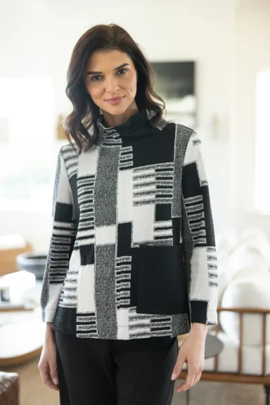 Habitat. Fair And Square Ruched Collar Top. #13514.