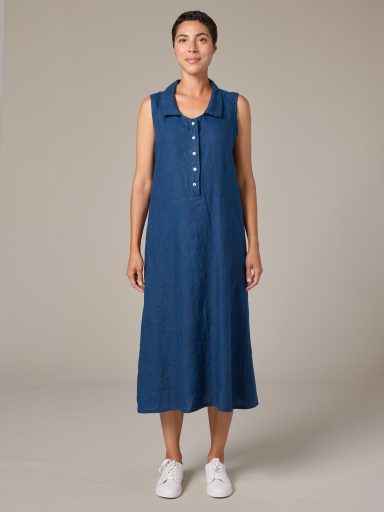 Cut Loose. Collared Dress In Linen. #4400308. (Special Order).