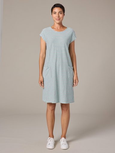 Cut Loose. Tee-Shirt Dress In Grey Stripe Linen Cotton Jersey. #5741148. (Special Order).