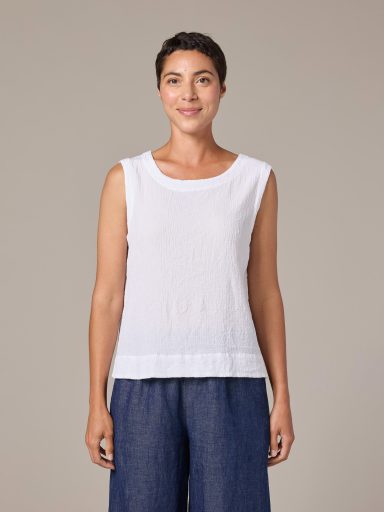 Cut Loose. Shell With Wide Facing In Crinkle Check. #6125331. (Special Order).