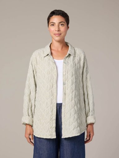 Cut Loose. Big Shirt Jacket In Crinkle Check Quilt. #6137256. (Special Order).