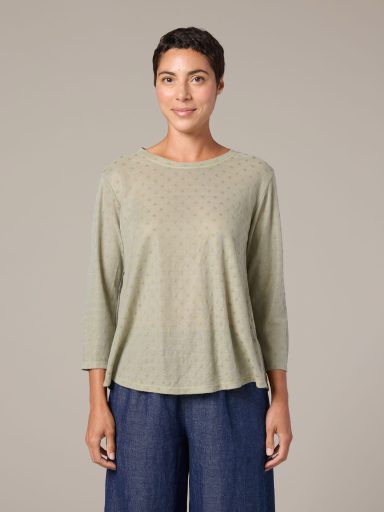 Cut Loose. 3/4 Sleeve Ruche Back Top In Mesh Dot. #6586548. (Special Order).