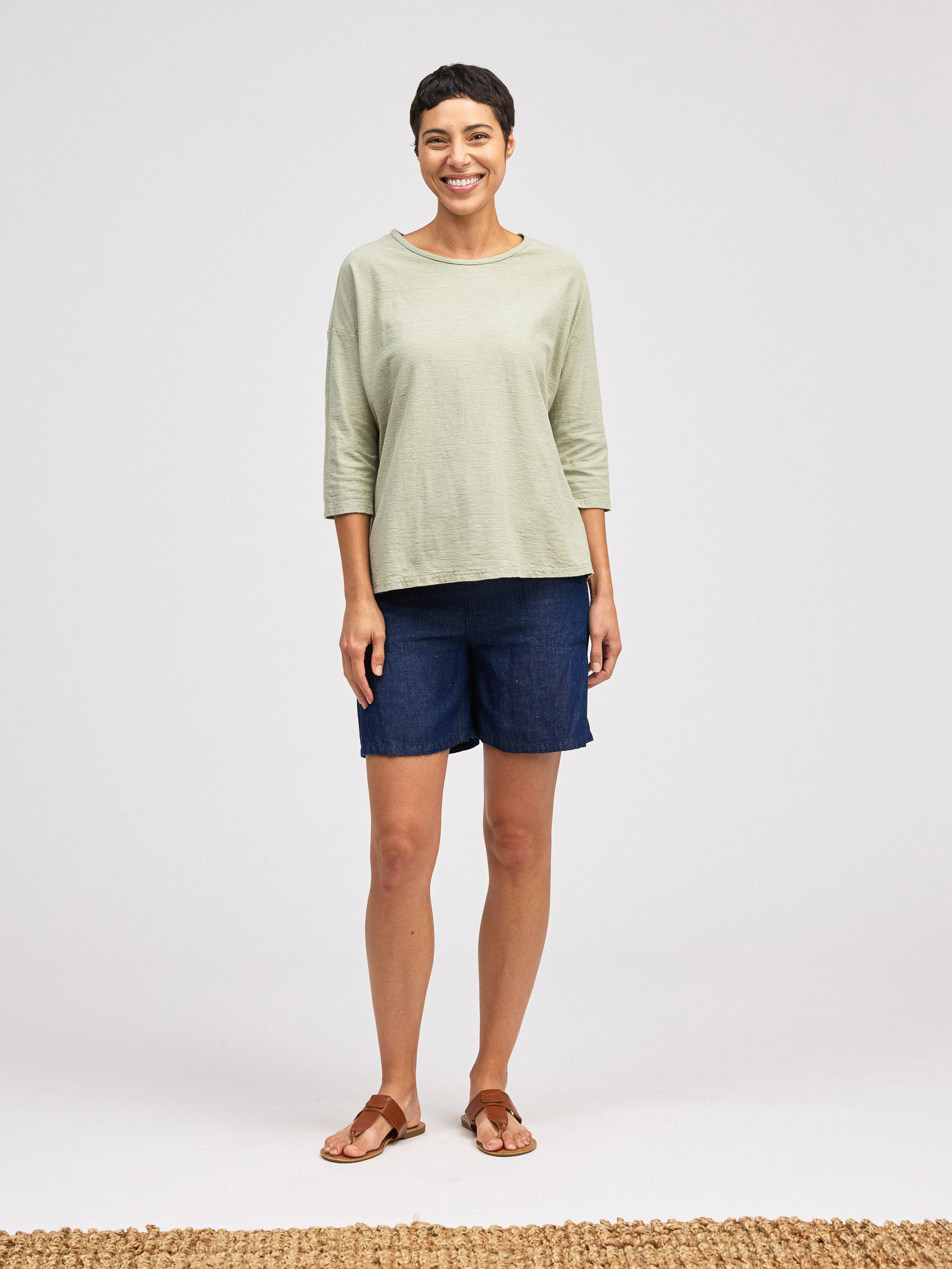 Cut Loose. Crop Shoulder Tee In Linen Cotton Jersey. #5016112.