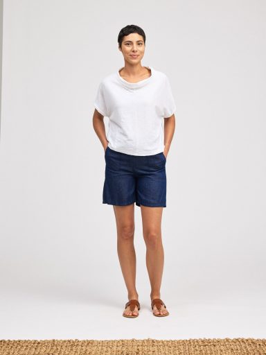 Cut Loose. Roll Sleeve Cowl Top In Linen Cotton Jersey. #5016732. (Special Order).