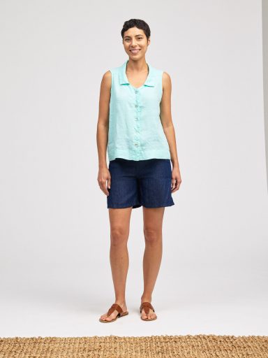 Cut Loose. Sleeveless Shirt In Hanky Linen. #4205865. (Special Order).