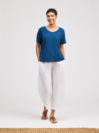 Cut Loose. V-Neck Tee In Cotton Linen Jersey. #5016387. (Special Order).