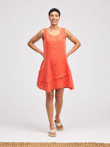 Cut Loose. Asymmetrical Tunic Dress In linen Combo. #5700215. (Special Orders).