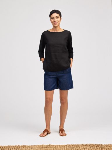 Cut Loose. 3/4 Sleeve Tee In Linen Combo. #5707818. (Special Order).