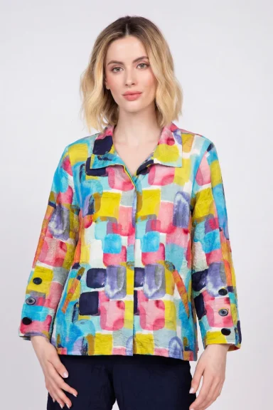 Olivia. By Habitat. Rayon Crinkle Multi Big Shirt. #541121.