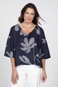 Olivia. By Habitat. Flax Floral Tessa Top. #261136.