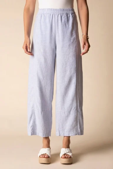 Habitat. Solid Linen Contrast Seams Crop Pant. #41577.