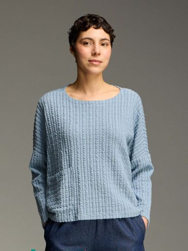 Cut Loose. One Size Pocket Pullover In Textured Stripe. #0697625. (Special Order).