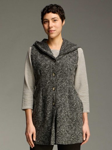 Cut Loose. Hooded Vest In Marled Boiled Wool. #3245724. (Special Order).