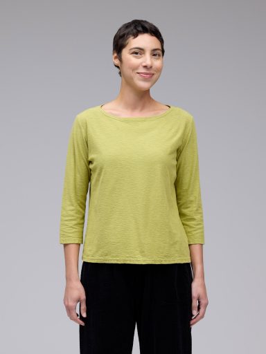 Cut Loose. 3/4 Sleeve Boatneck Tee In Linen Cotton Jersey. #5015060. (Special Order).