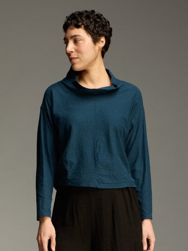 Cut Loose. Long Sleeve Cowl Top In Linen Cotton Jersey. #5016405. (Special Order).
