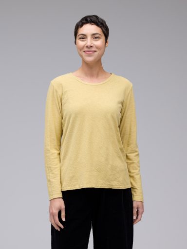 Cut Loose. Long Sleeve Bias Tee In Linen Cotton Jersey. #5017811. (Special Order).