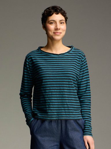 Cut Loose. Boxy Mockneck Top In Black Stripe. #5756494. (Special Order).