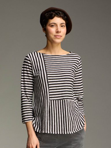 Cut Loose. Patch ALine Boatneck In Black Stripe. #5756706. (Special Order).