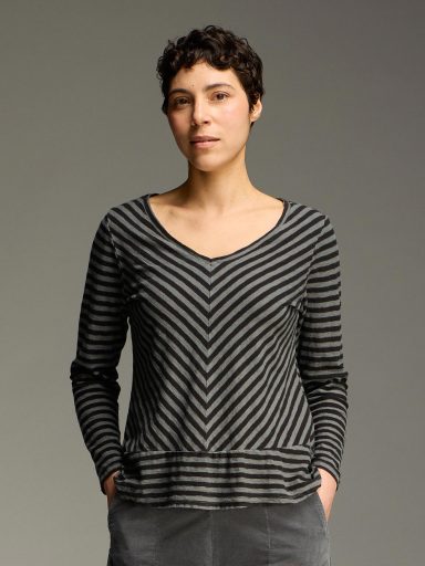 Cut Loose. Long Sleeve Border Top In Black Stripe. #5757821. (Special Order).