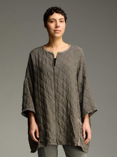 Cut Loose. One Size Zip Jacket In Black Crinkle Check Quilt. #6618963. (Special Order).